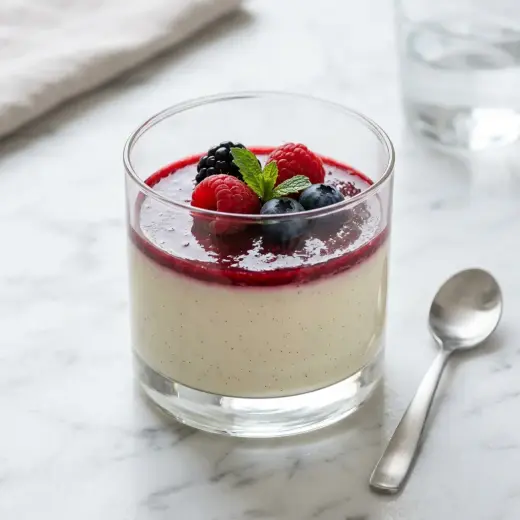 Valmis panna cotta tarjoiltuna herkullisesti kotikeittiön tapaan