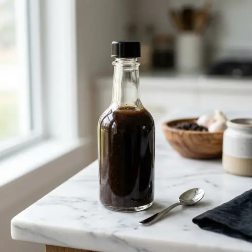 Kulhollinen worcestershirekastike valmiina tarjoiltavaksi maukkaana lisukkeena