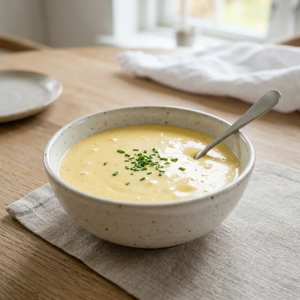 Valmis kotitekoinen hollandaise tarjoiltuna herkullisesti kotikeittiön tapaan